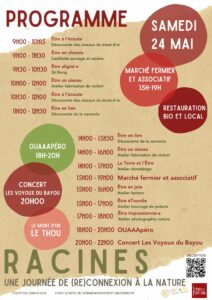 Programme de RACINES le 24 mai à la ferme du mont d'or